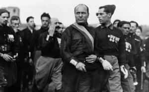 Enter Benito, democracy finito: Mussolini with Blackshirts, Rome, 1922. 