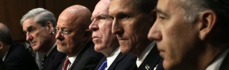 FBI Director Robert Mueller, Director of National Intelligence James Clapper, CIA Director John Brennan, Defense Intelligence Agency Director Lt. Gen. Michael Flynn, and Assistant Secretary of State for Intelligence and Research Philip Goldberg, 12 March 2013 ( Photo Alex Wong/Getty Images)